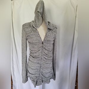 Aniina - Gray Full Zip T-shirt Long Sleeve Hoodie - (M)